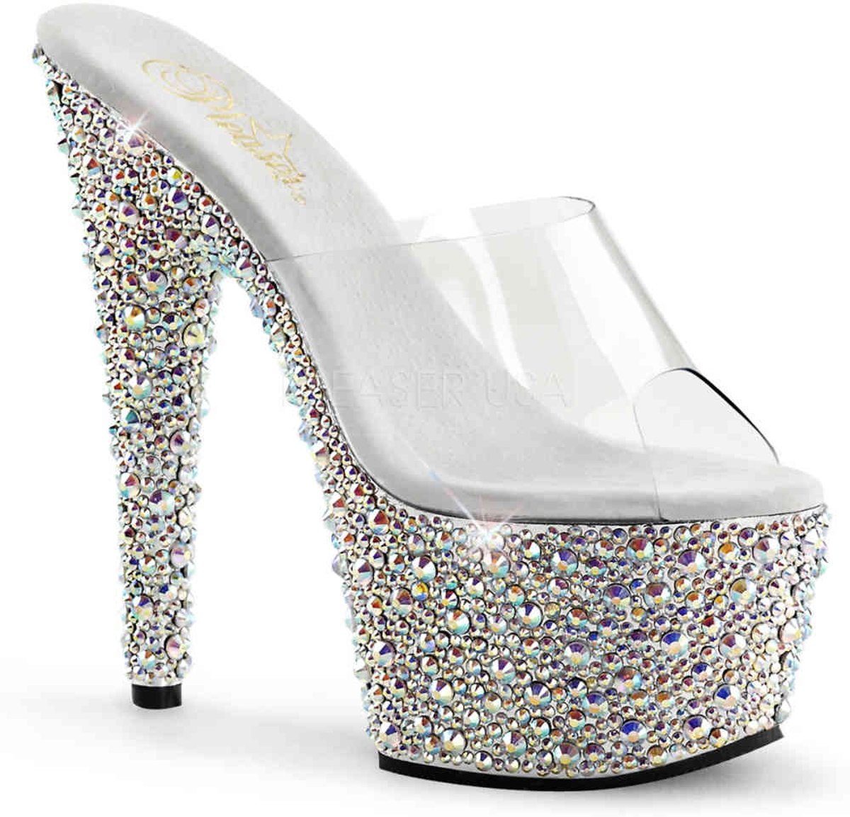 EU 35 = US 5 | BEJEWELED-701MS | 7 Heel, 2 3/4 PF Slide w/Multi Shaped Stones